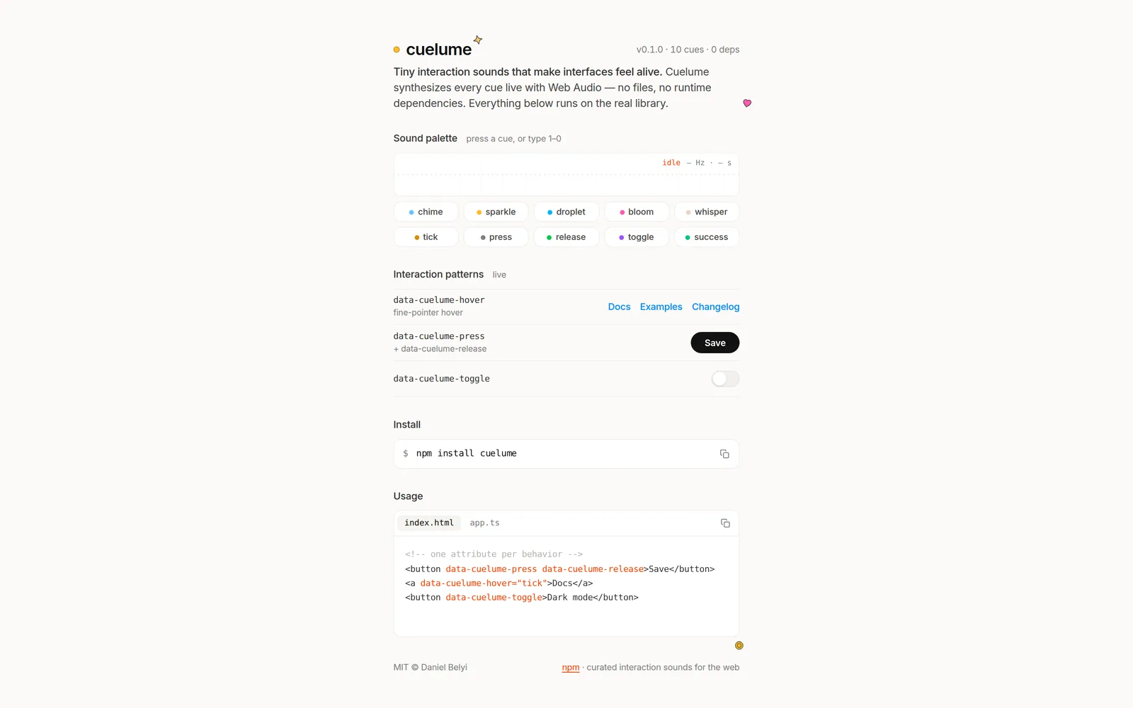Cuelume — screenshot